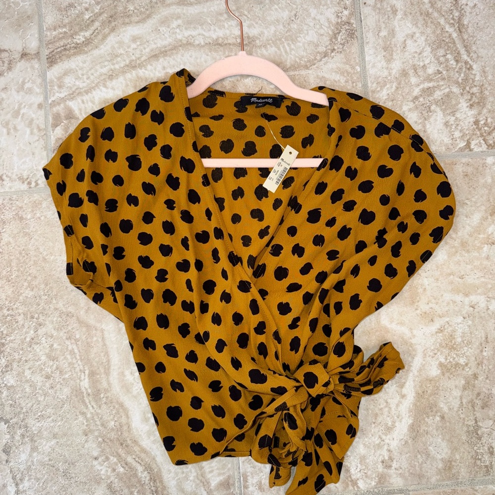 NWT Madewell Sash-Tie Wrap Top in Painted Spots Size XS - Picture 4 of 8